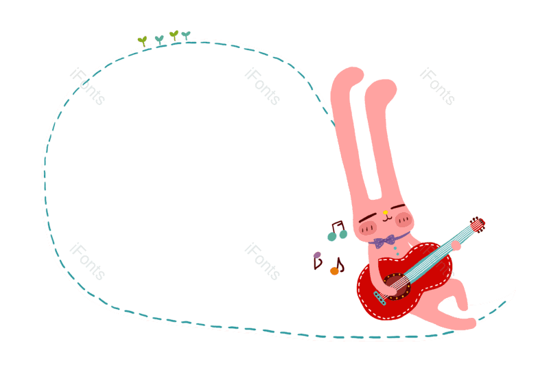 边框图片,兔子元素,装饰元素PNG,吉他免抠素材